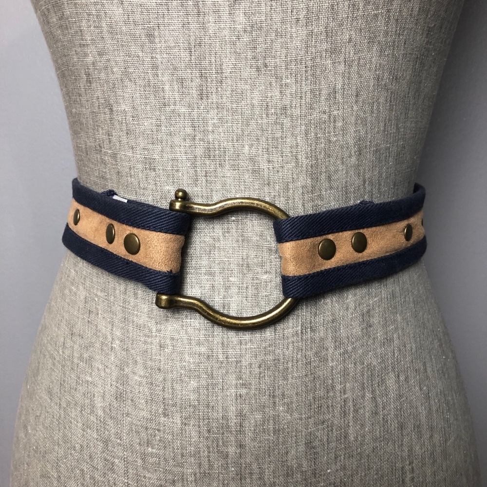DVF Navy Tan Suede Belt 0 XS